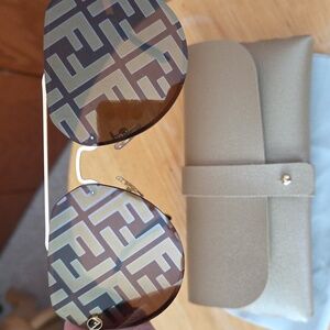 Fendi Gold and Brown Patterned Sunglasses